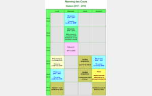 Les horaires de la saison 2017-2018